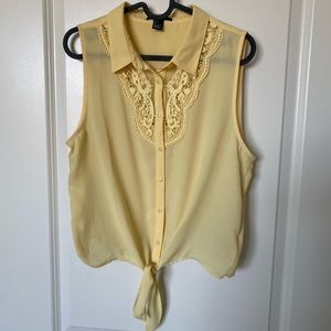 Yellow button up shirt